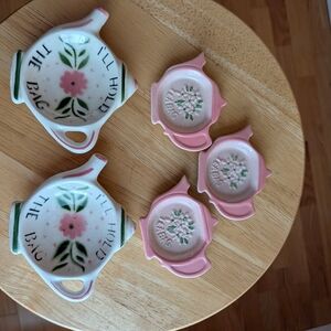 Floral Tea Bag Holders Set - Pink and White